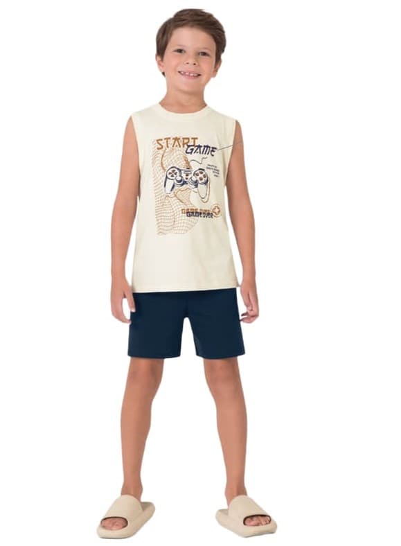 MMM Pijama Infantil Menino Regata Estampa Frontal Malwee Kids 130585